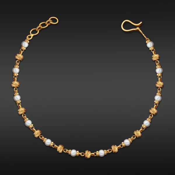 22K Gold Classic Beaded Pearl Strand Bracelet (5.33G)