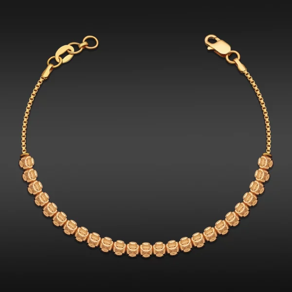 22K Gold Frosted Beaded Chain Bracelet (7.55G)