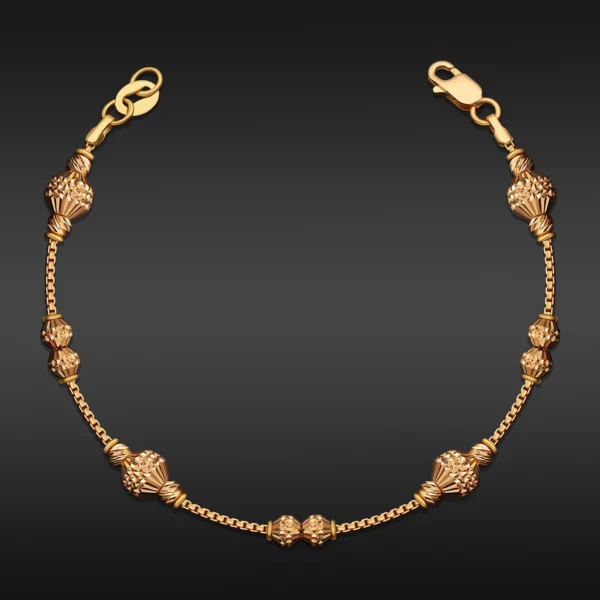 22K Gold Beaded Balls Chain Bracelet (6.20G)