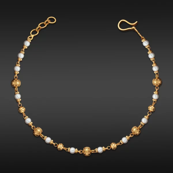 22K Gold Classic Beaded Pearl Strand Bracelet (5.93G)