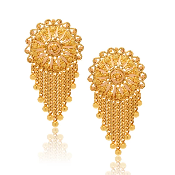 22K Gold Filigree Drop Style Earrings (7.25G)