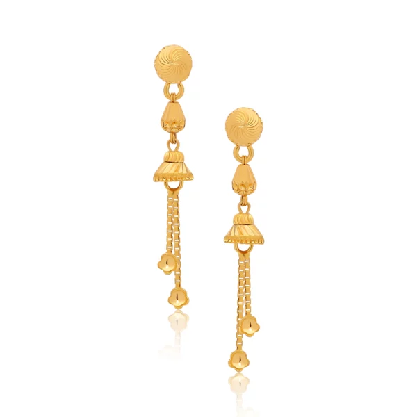 22K Gold Slim Drop Dangle Earrings (2.80G)