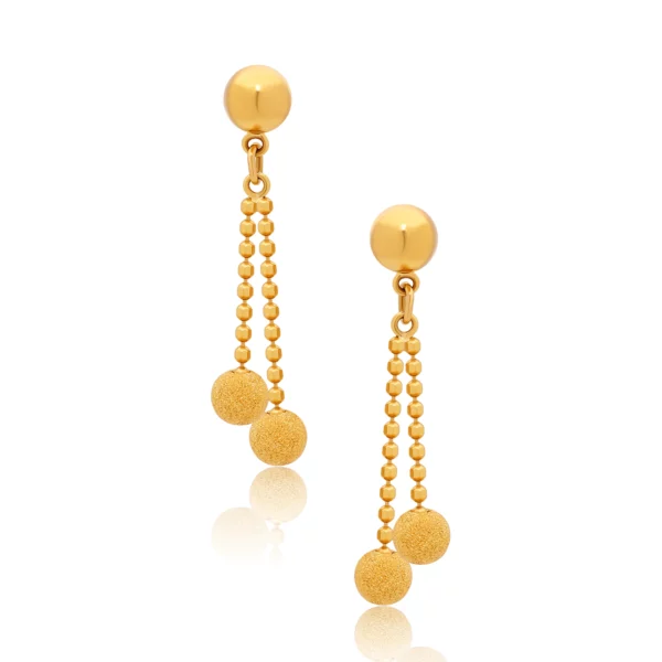 22K Gold Beaded Shimmer Drop Earrings (3.90G)