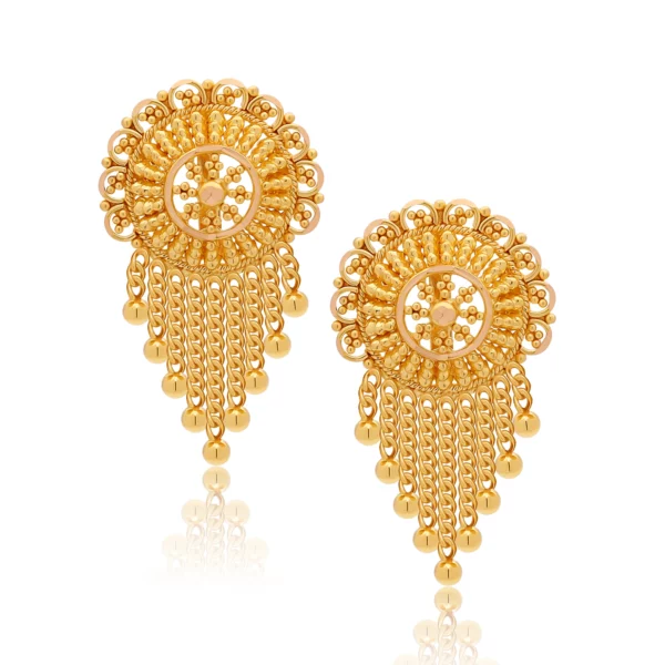 22K Gold Classic Filigree Drop Earrings (7.15G)