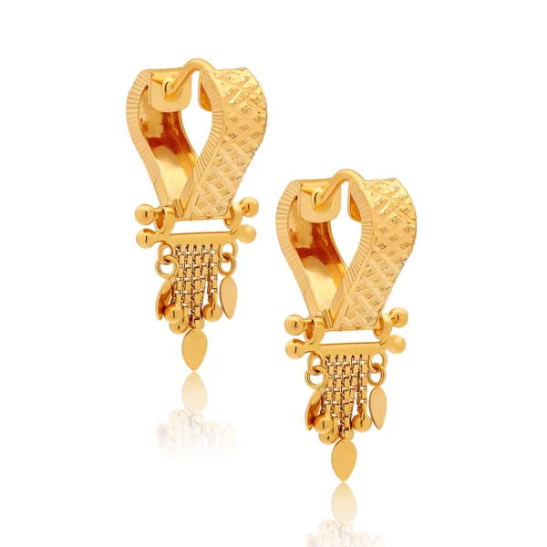 22K Gold Small V-Shape Huggie Dangle Earrings (5.05G)