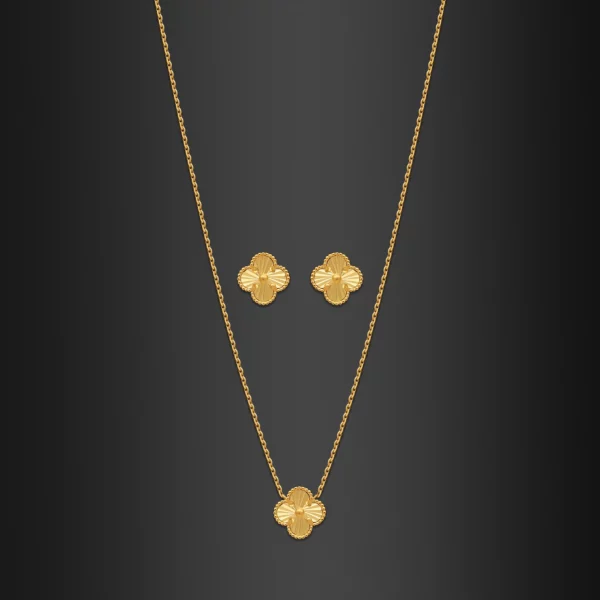 22K Gold Mini Size Clover Necklace Set - 1 Motif (9.85G)
