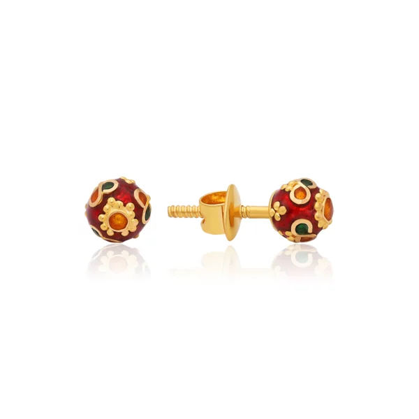 22K Gold Mini Meena Stud Earrings (2.00G)