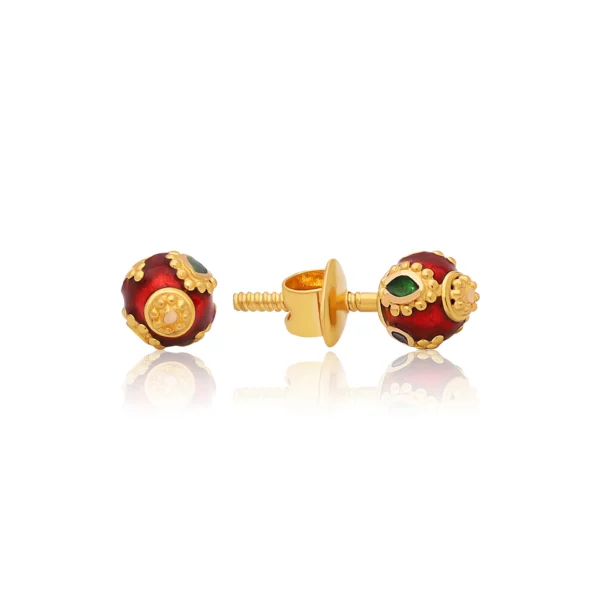 22K Gold Mini Meenakari Stud Earrings (2.00G)