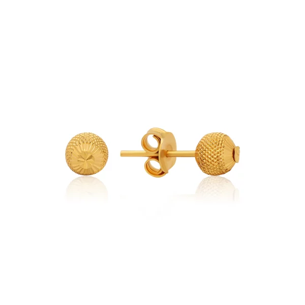 22K Gold Mini Disco Ball Stud Earrings (2.50G)