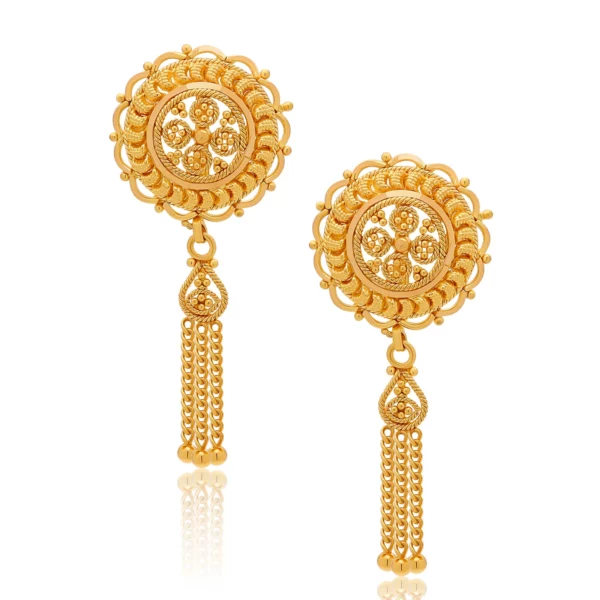 22K Gold Filigree Dangle Style Earrings (6.45G)