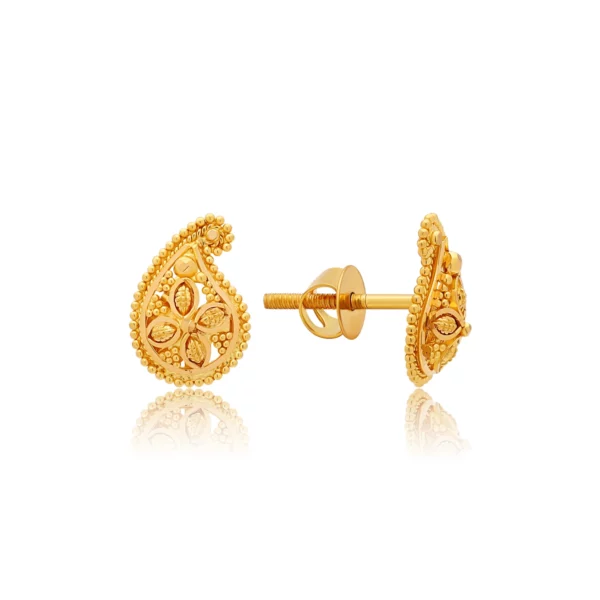 22K Gold Small Mango Filigree Studs (3.20G)