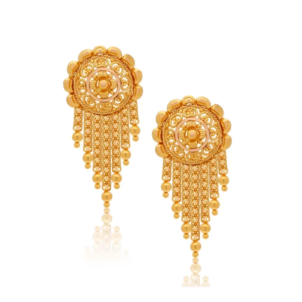 22K Gold Playful Filigree Style Earrings (6.40G)
