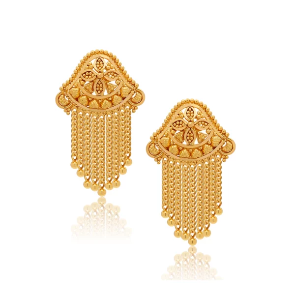 22K Gold Embroidered Filigree Drop Earrings (5.05G)