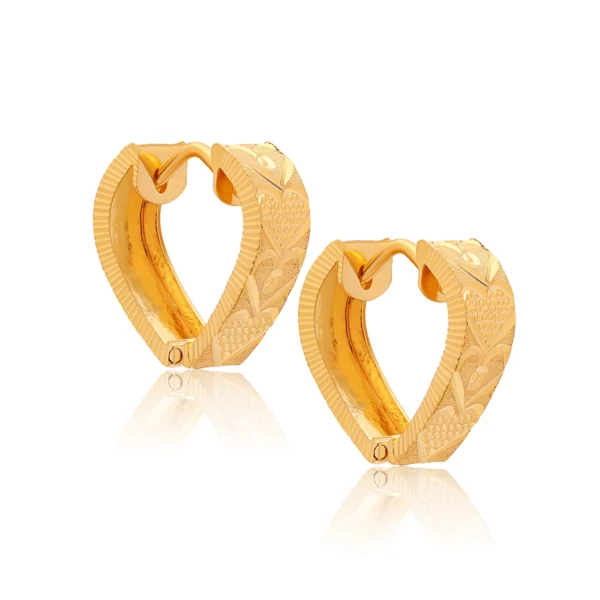22K Gold Small V-Shape Huggie Earrings (3.70G)