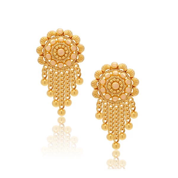 22K Gold Small Filigree Charms Earrings (4.65G)