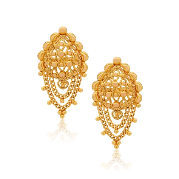 22K Gold Light Filigree Charms Earrings (4.90G)