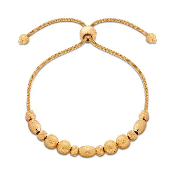 22K Gold Beaded Bolo Slider Bracelet (7.40G)