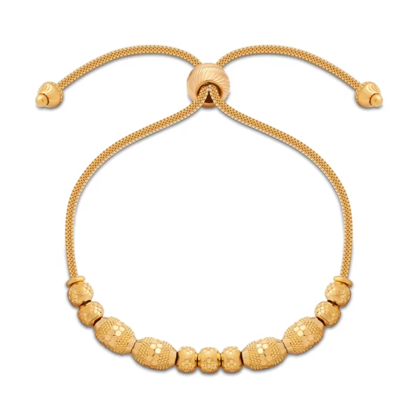 22K Gold Beaded Bolo Slider Bracelet (6.35G)