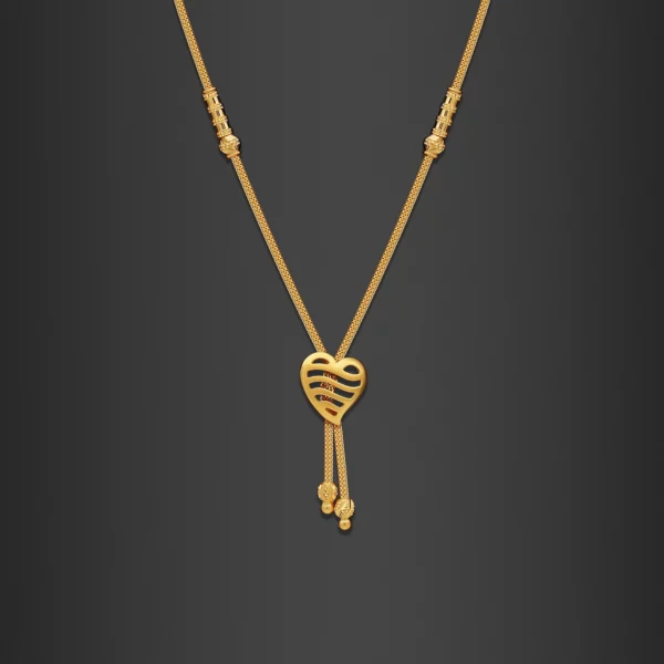 22K Gold Heart Drop Necklace (8.10G)