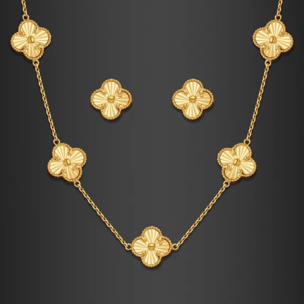 22K Gold Mini-Sized Classic Clover Necklace Set - 5 Motifs (17.25G)